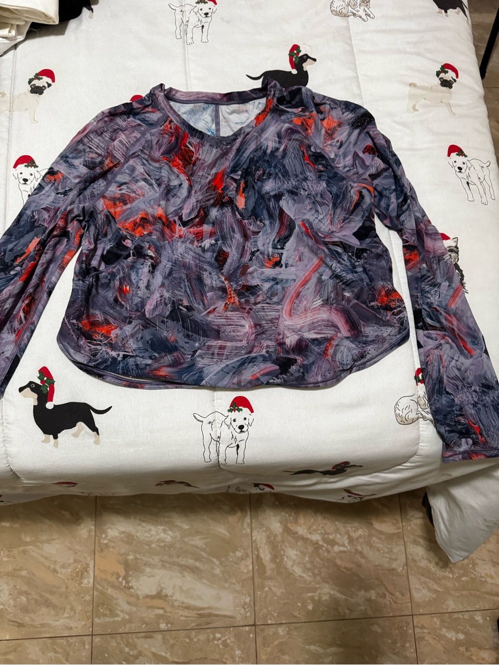 Limited Edition Abstract Brushstroke Long Sleeve Top in Purple and Red